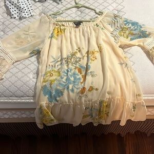 Cream floral blouse